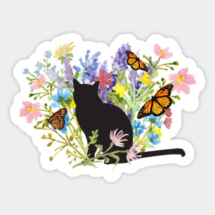 Flower Garden Kitty Cat Butterflies Sticker